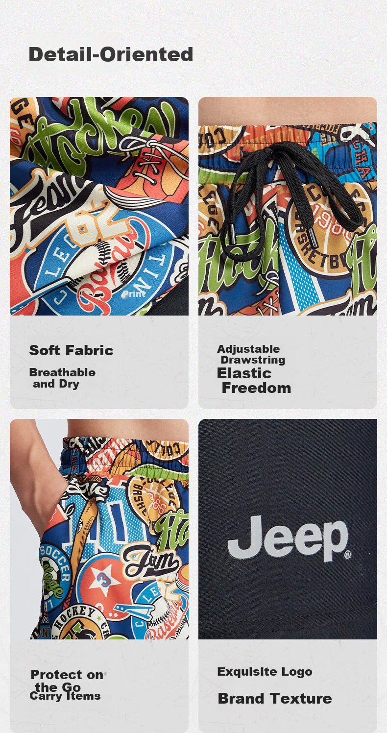 JEEP Double-Layer Men's Swim Trunks Surfing Beach Hot Spring Swimming Anti-Embarrassment [Double-Layer Swim Trunks] Spectrum Storm 2XL 3