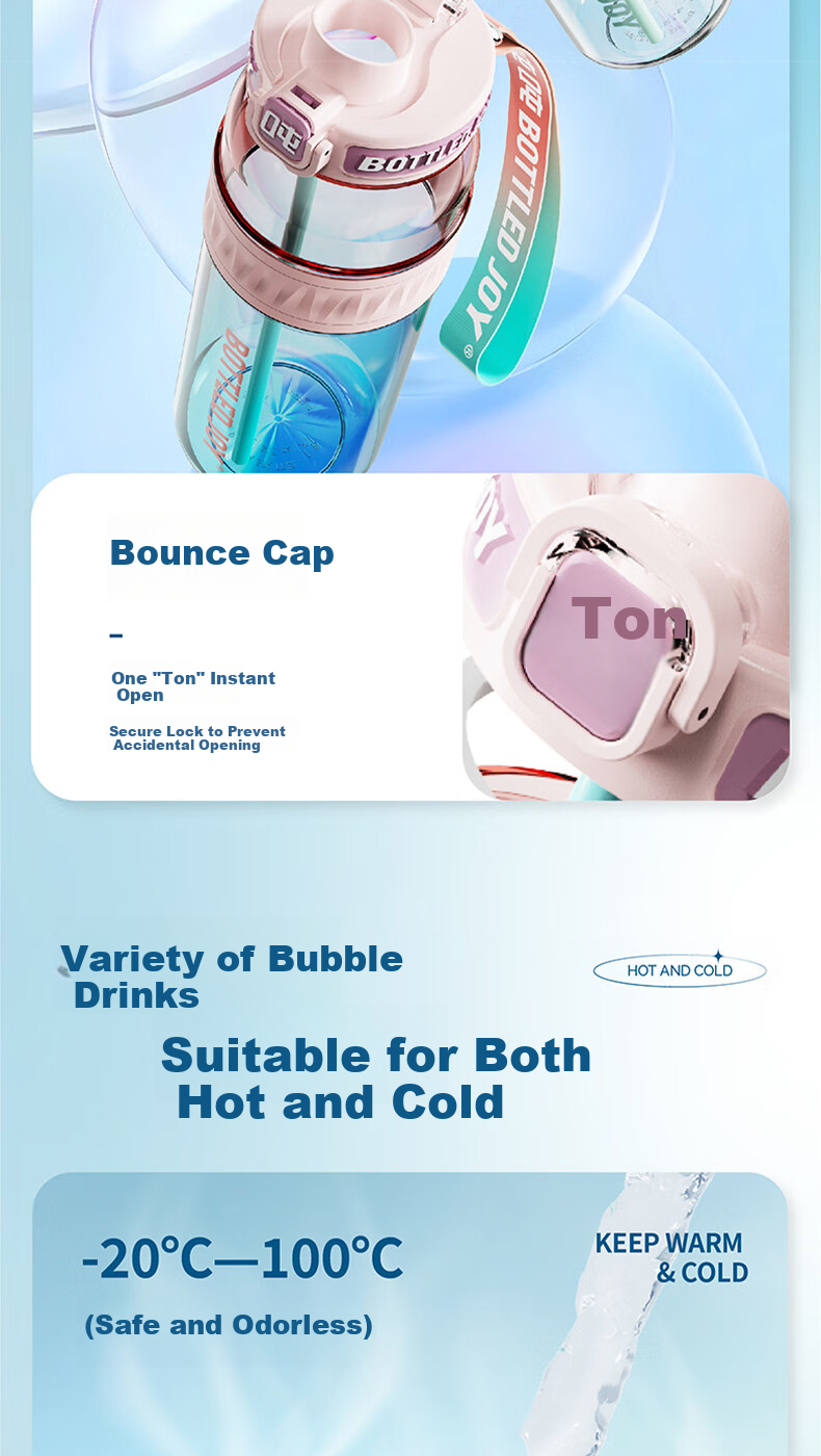 Dundunchang Dundun Bucket Children's Water Bottle Sports Bottle Large Capacity Dundun Cup High Temperature Resistant Tritan Summer Plastic Cup 8