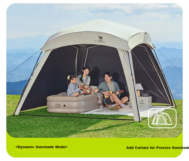 CAMEL Black Vinyl Integrated Quick-Open Dome Canopy Sunshade Door Curtain Outdoor Camping New Lazy Model 2025 4004 11