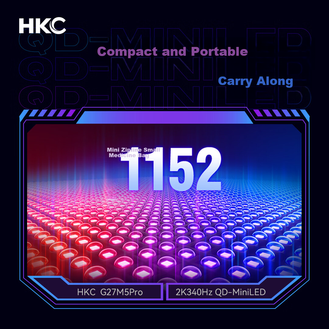 HKC 27-inch 2K 340Hz 1152-Zone MiniLED QD Quantum Dot HDR1400 High Brightness 320Hz Gaming PC Rotatable Adjustable Monitor G27M5Pro