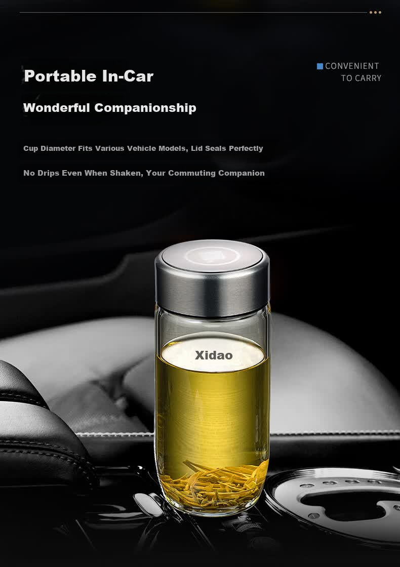 Heenoor Single-Layer Goose Egg Glass Cup for Men, Office Tea Infuser Mug, Filter Car Water Bottle XN-1207S Natural Color 390mL 5
