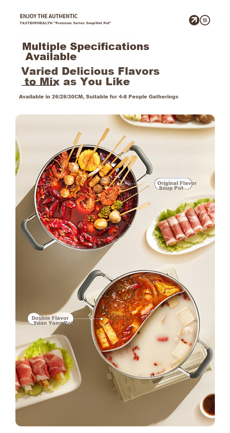 MAXCOOK 26cm 316L Stainless Steel Hot Pot Soup Pot with Lid, Compatible with Gas and Induction Cookers MCT7528 9