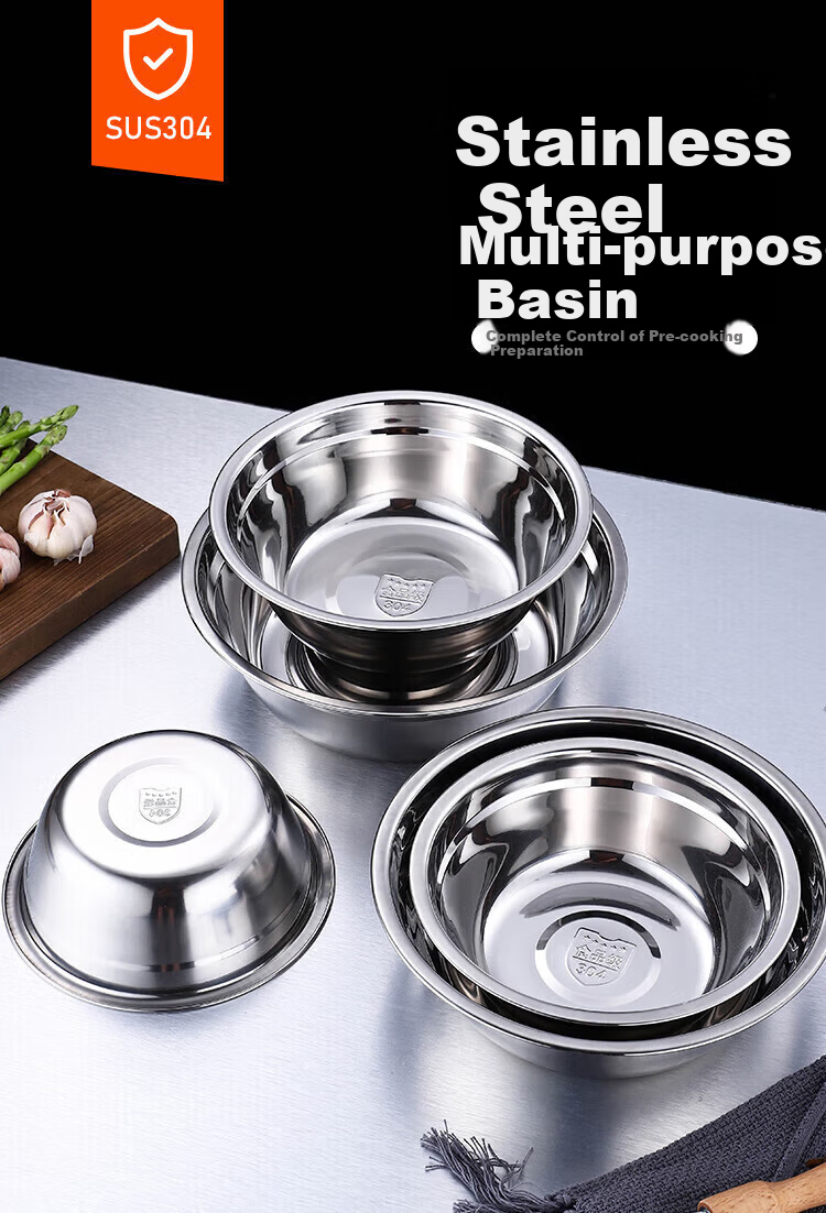 Congge 304 Stainless Steel Soup Bowl 16cm Canteen Serving Bowl Small Food Bowl Meal Bowl Soup Bowl Jingcang 1