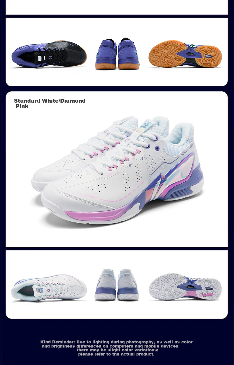 LI-NING Thunder 2 PRO Badminton Shoes with 䨻 Technology Shock Absorption and Rebound Professional Protective Sports Shoes Size 44 11