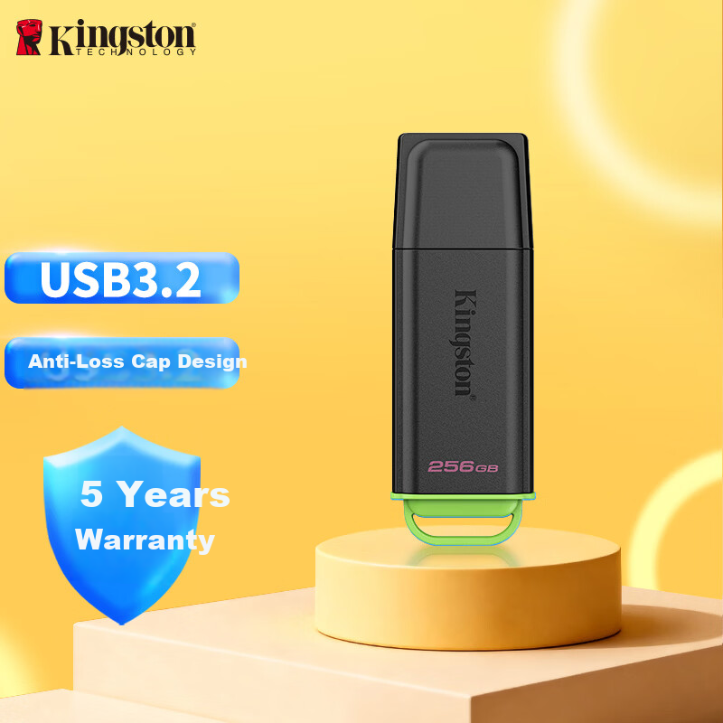 Kingston 256GB USB 3.2 Gen 1 Flash Drive DTXG2 High Capacity Multi-Color Keychain Lightweight Portable USB Drive for Study Office Bidding Computer Car Use