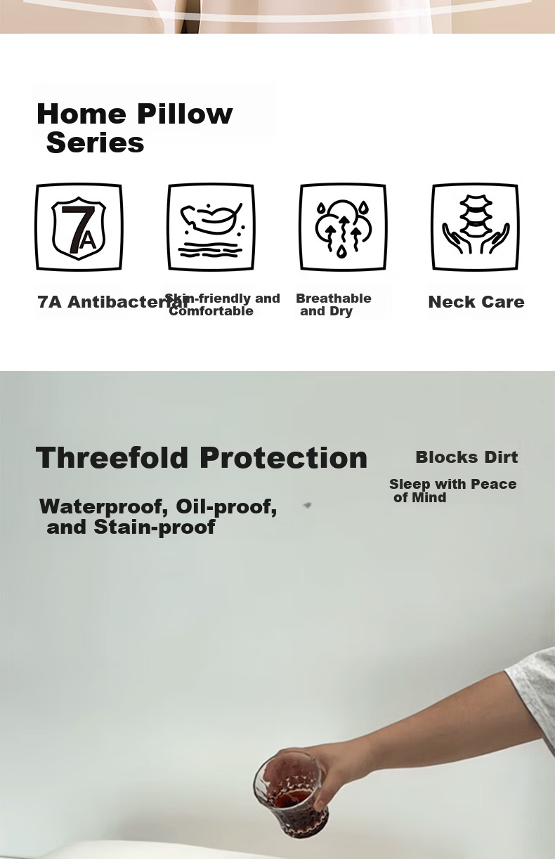 HLA A-Class Cotton Three-Protection Pillow Core Antibacterial Mite-Resistant Oil-Resistant Fiber Pillow Deep Sleep High Pillow Pair 2