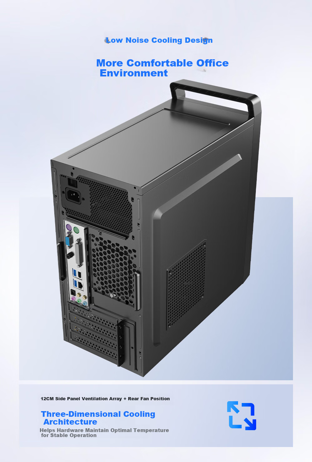 SAHARA Sahara Shangyue S3 Desktop Computer Case Home Office Business Portable Mini Silent Chassis Supports ATX Motherboard 2 Fan Slots 8