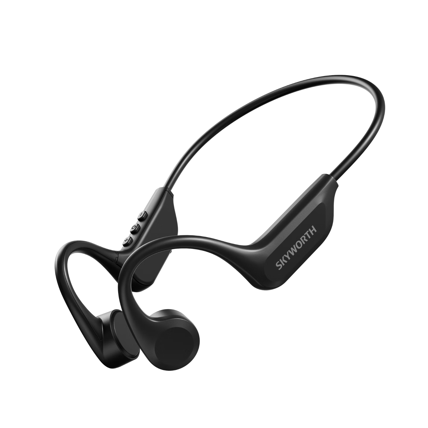 Skyworth G7 Bone Conduction Bluetooth Open-Ear True Wireless Neckband Sports Running Call Noise Cancelling Long Battery Life Music Headphones Compatible with Huawei Apple High Gloss Black