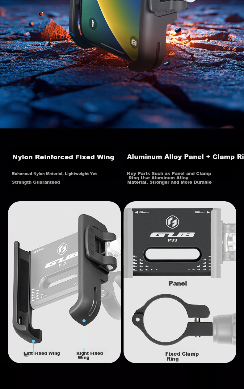 GUB Cycling Phone Mount One-Click Lock Rotatable Aluminum Alloy Road Mountain Bike Video Shooting Ring Style 7