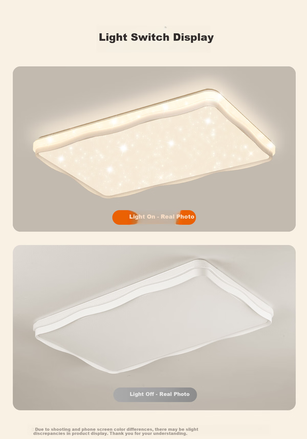 Kuka LED Ceiling Light Cream Style Eye Protection Cree Source Living Room Bedroom 50cm Round - Three Colors [Installation Included] 37