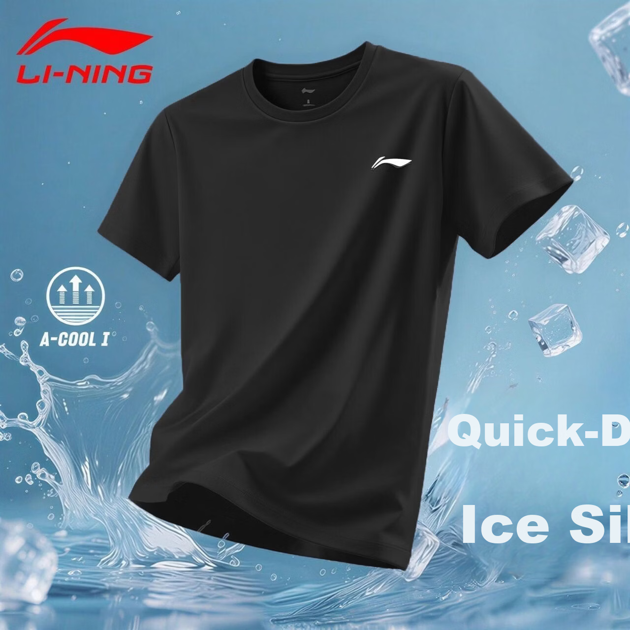 LI-NING Men's Summer Quick-Dry Short Sleeve T-Shirt Unisex Round Neck Sports Running Fitness Loose Breathable Shirt