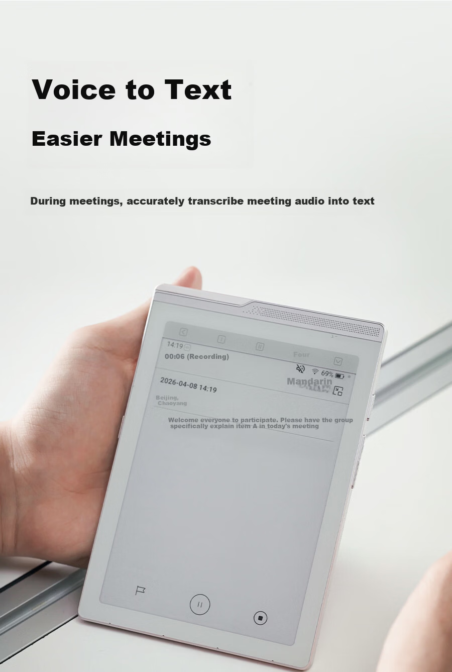 Hanvon M6 6-Inch E-Ink Handwriting Digital Notebook Smart Reader Electronic Notepad Voice Transcription Office Tablet Digital Stationery Moonlight White 5