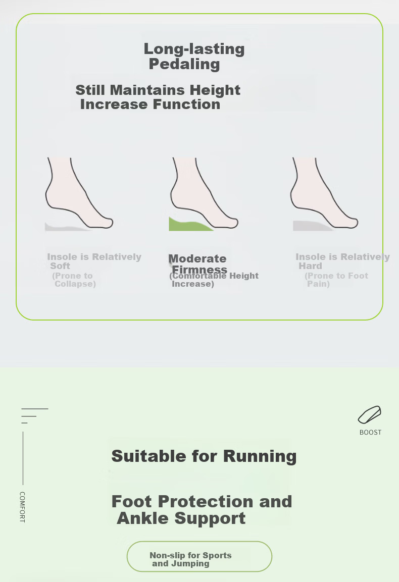 FOOTOPPO Boost Height Increase Insoles for Men and Women, Odor-Resistant, Soft Sole, Comfortable Popcorn High Elastic Shock Absorption Invisible Half Insoles 12