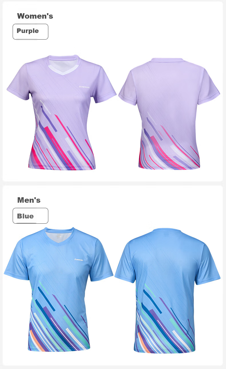 KAWASAKI Women's Badminton Set Short Sleeve + Skirt Sweat-Absorbing Quick-Dry Training Competition Sportswear D2826 Purple L 17