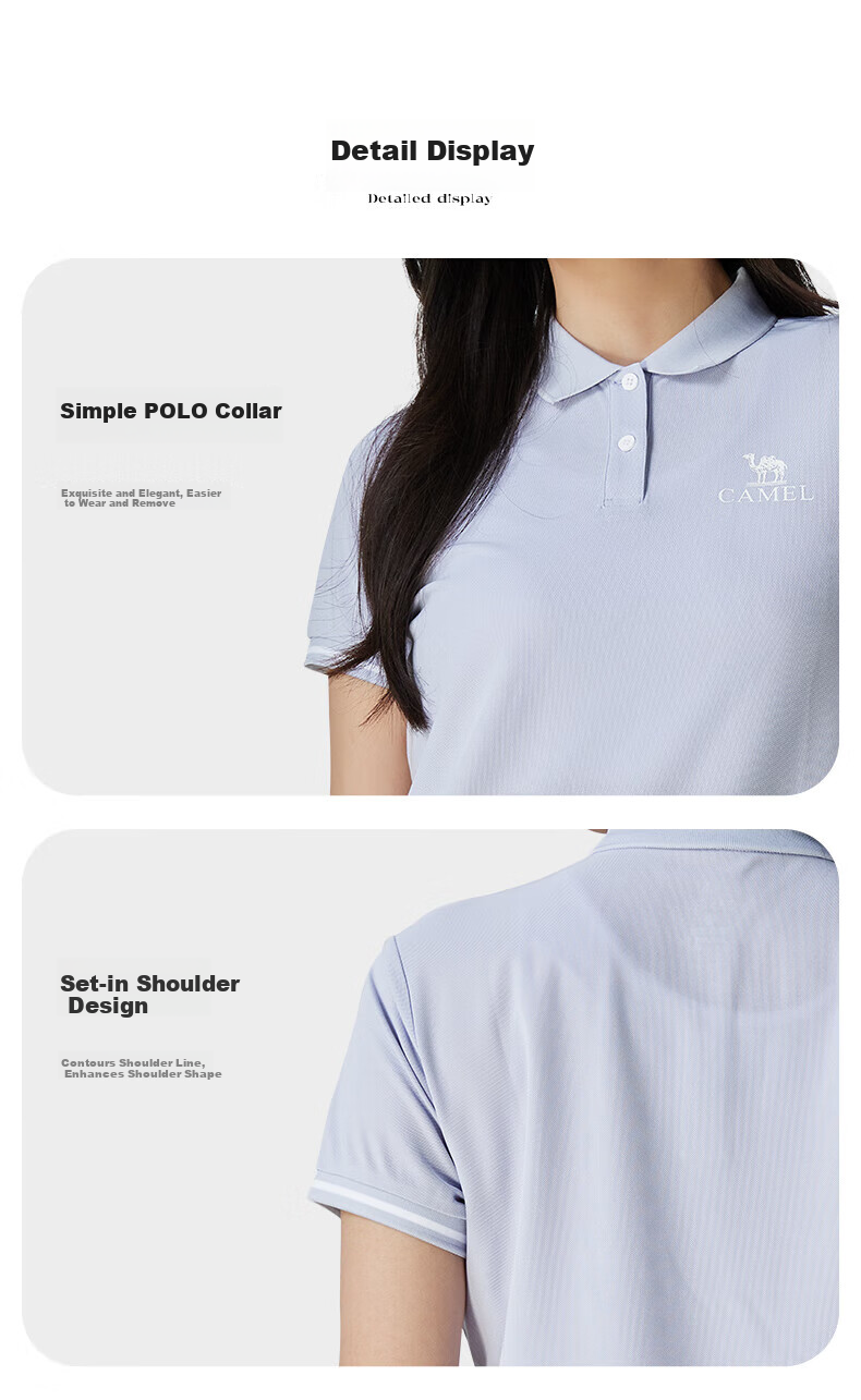 CAMEL Polo Shirt Men's Quick-Dry Sweat-Absorbing Antibacterial Wrinkle-Resistant Non-Iron Breathable Sun Protection T-Shirt A15BZ15012J 17