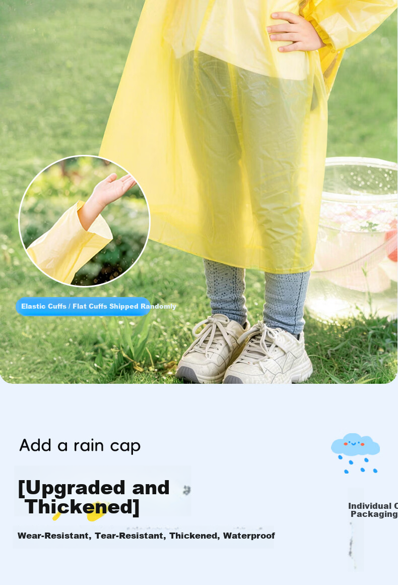 Qihaiqiu Disposable Children's Thickened Raincoat Independent Packaging Full Body Stormproof Student Outdoor Rain Poncho Colorful 10-Pack 6