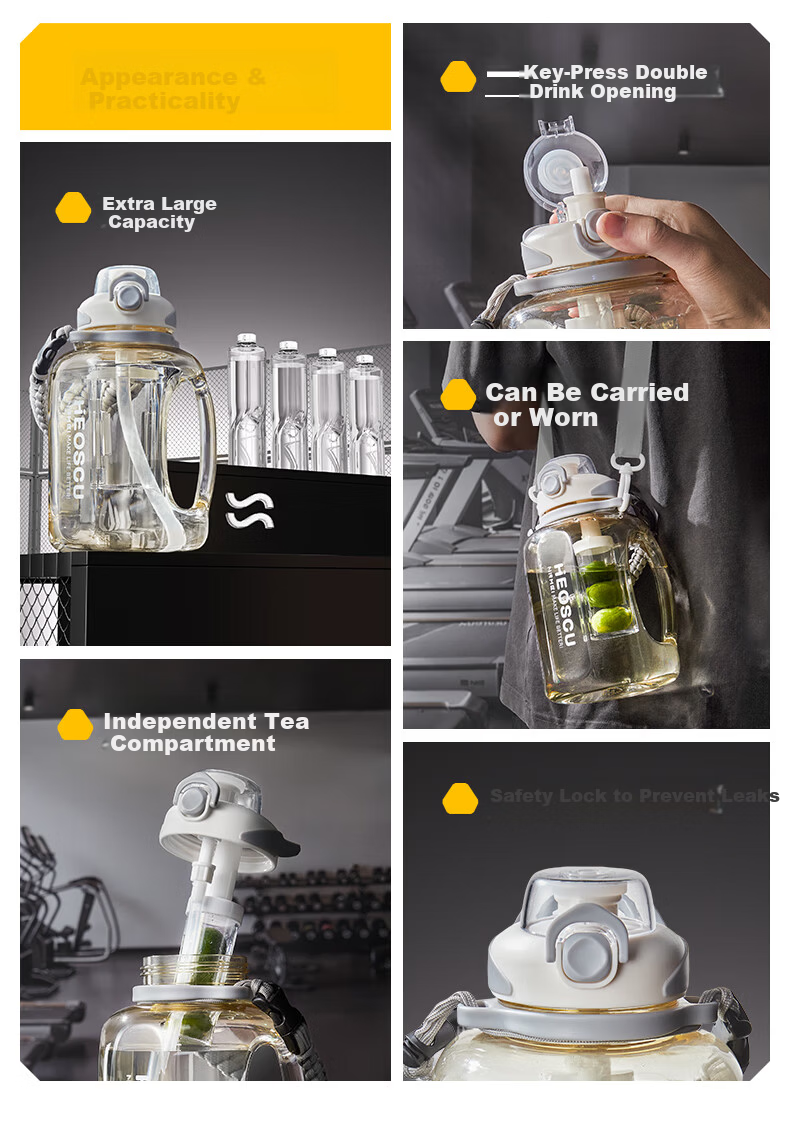 NRMEi Sports Water Bottle Large Capacity Summer PPSU Men's Fitness Tea Separation Tonne Barrel Big Belly Portable High Temperature Resistant Cup 3