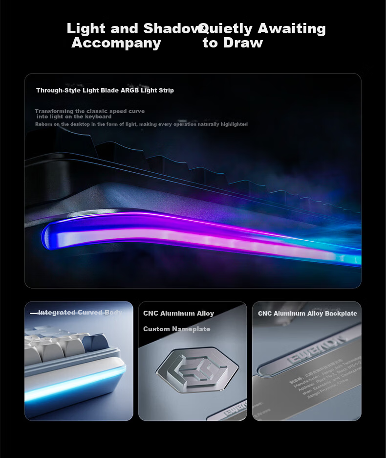 EWEADN ES98 Wireless Custom Mechanical Keyboard Wired Bluetooth Tri-Mode Gaming Office Dual 8K Report Rate Gasket Structure Hot-Swappable Full-Key Laptop Peripheral 2