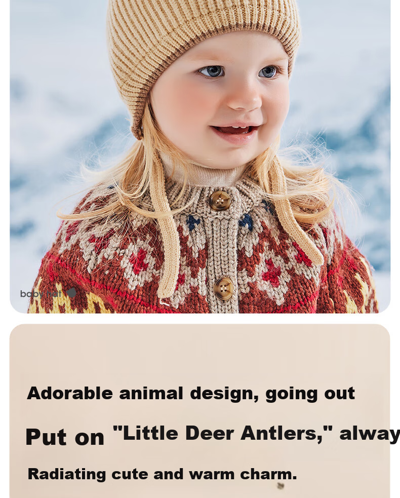 Betis Baby Hat Autumn Winter 2025 New Infant Girls Wool Knit Ear Protection Hat 2