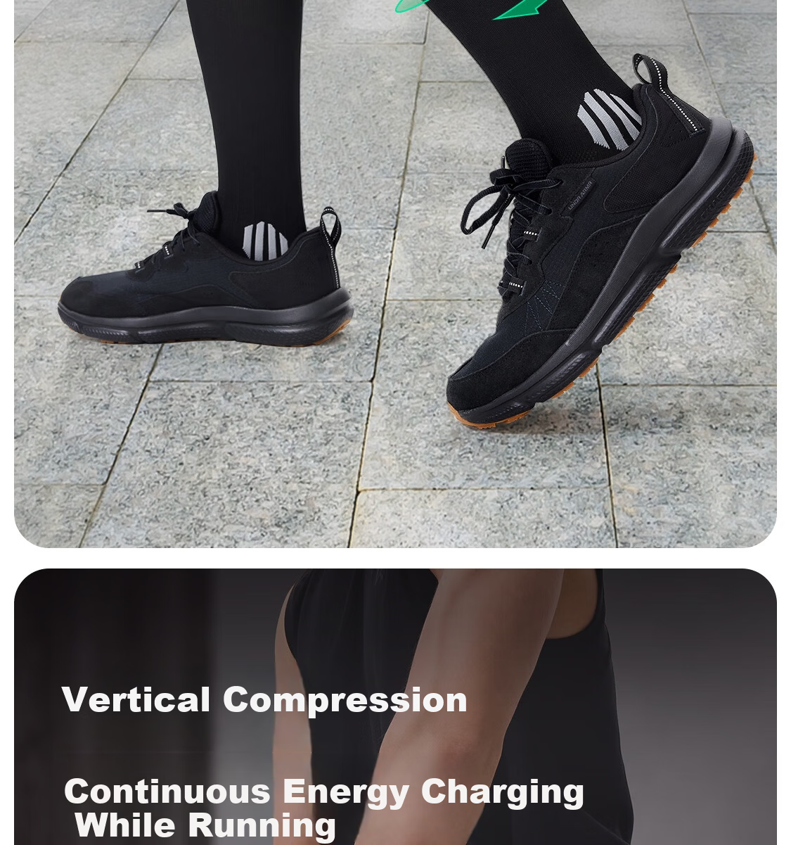 Keep Men's Long Compression Sports Socks Professional Marathon Football Running Calf Socks 2 Pairs Black Size M 4