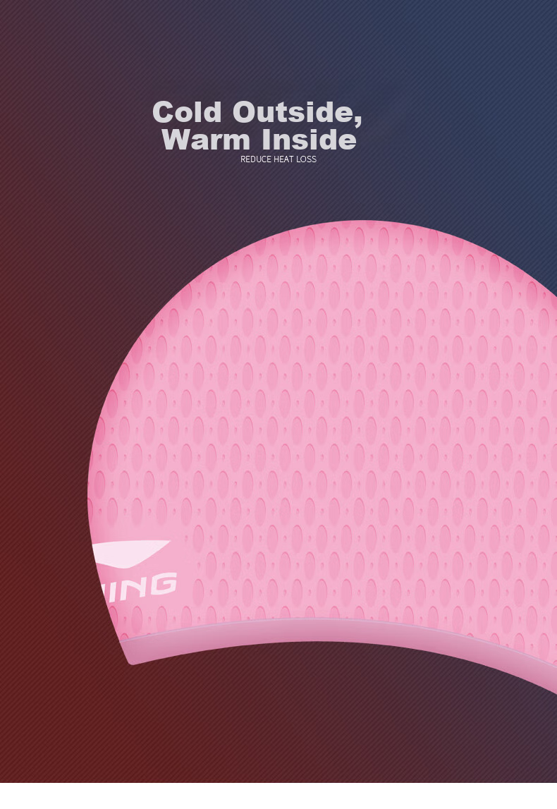 Li-Ning Women's Swimming Cap with Silicone Long Hair, Waterproof, Concave Anti-Slip Particles, Fashionable Swimming Gear, 8189 Light Pink 5