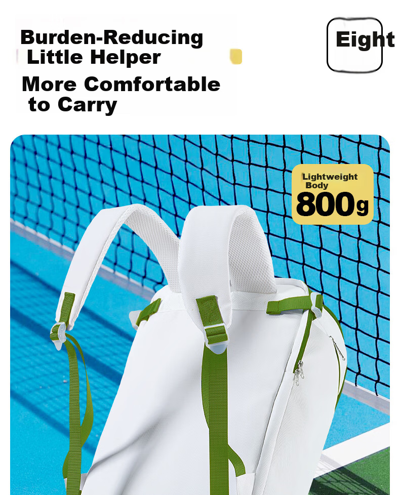 KAWASAKI Badminton Bag Feitian Qiming Large Capacity Lightweight Waterproof Durable Sports Backpack D8279 White Green 8