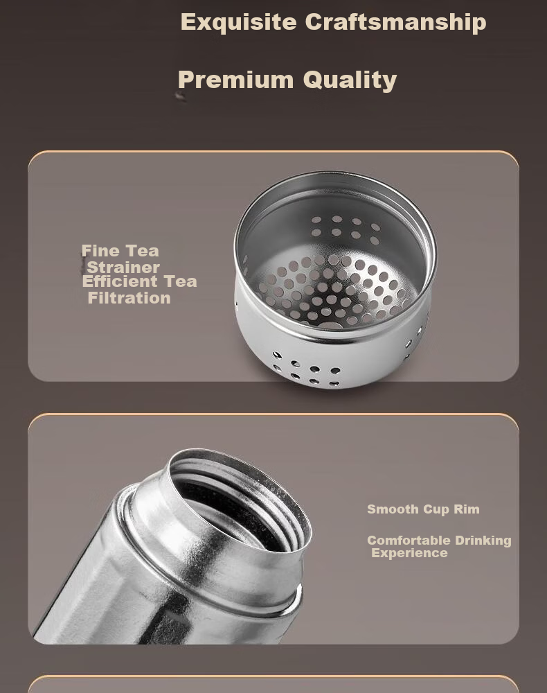 Alluflon Pure Titanium Insulated Tea Infuser Cup with Tea Separation Business Gift Titanium Cup Ice Flower Blue 15
