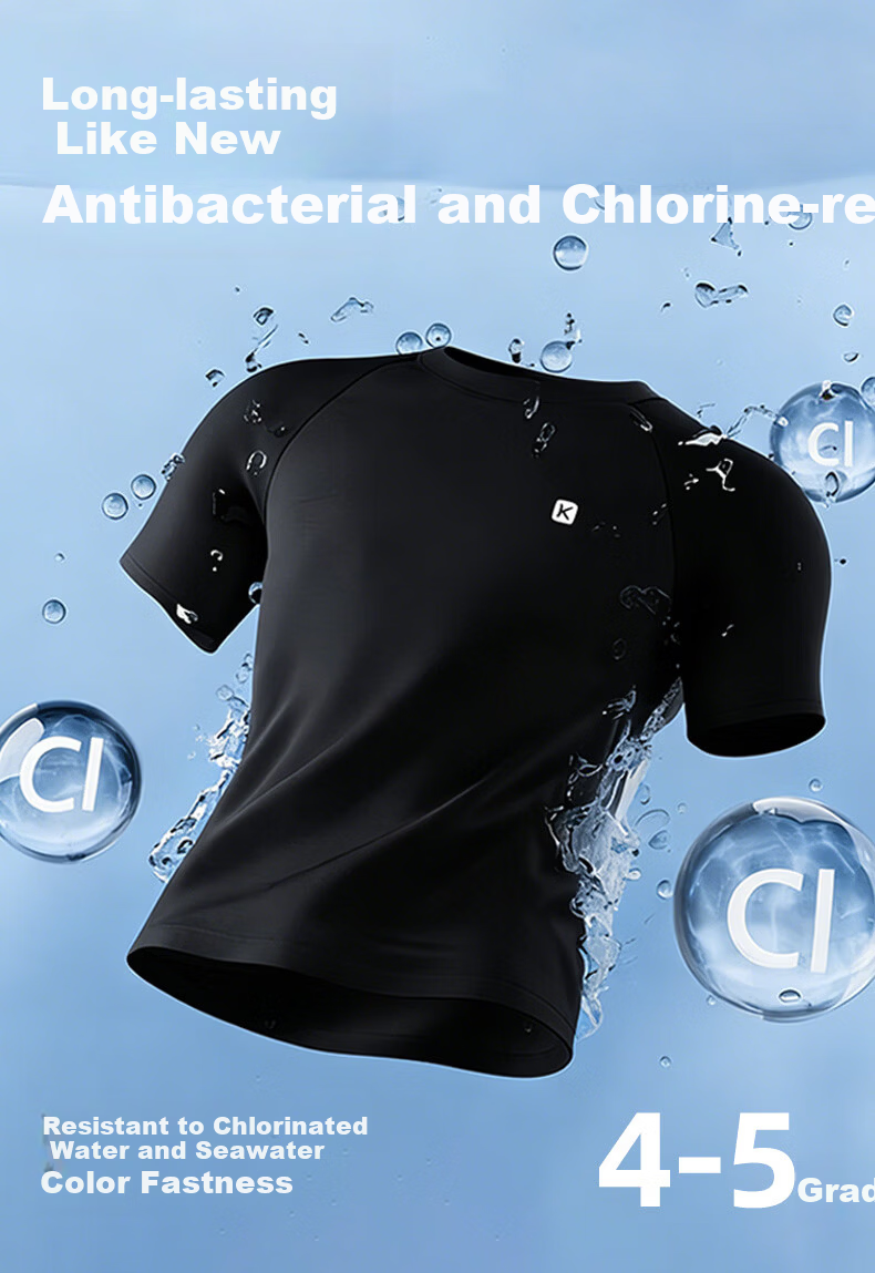 Keep Men's Swim Shirt Professional Sun Protection Hot Spring Swimming Gear Black M 6