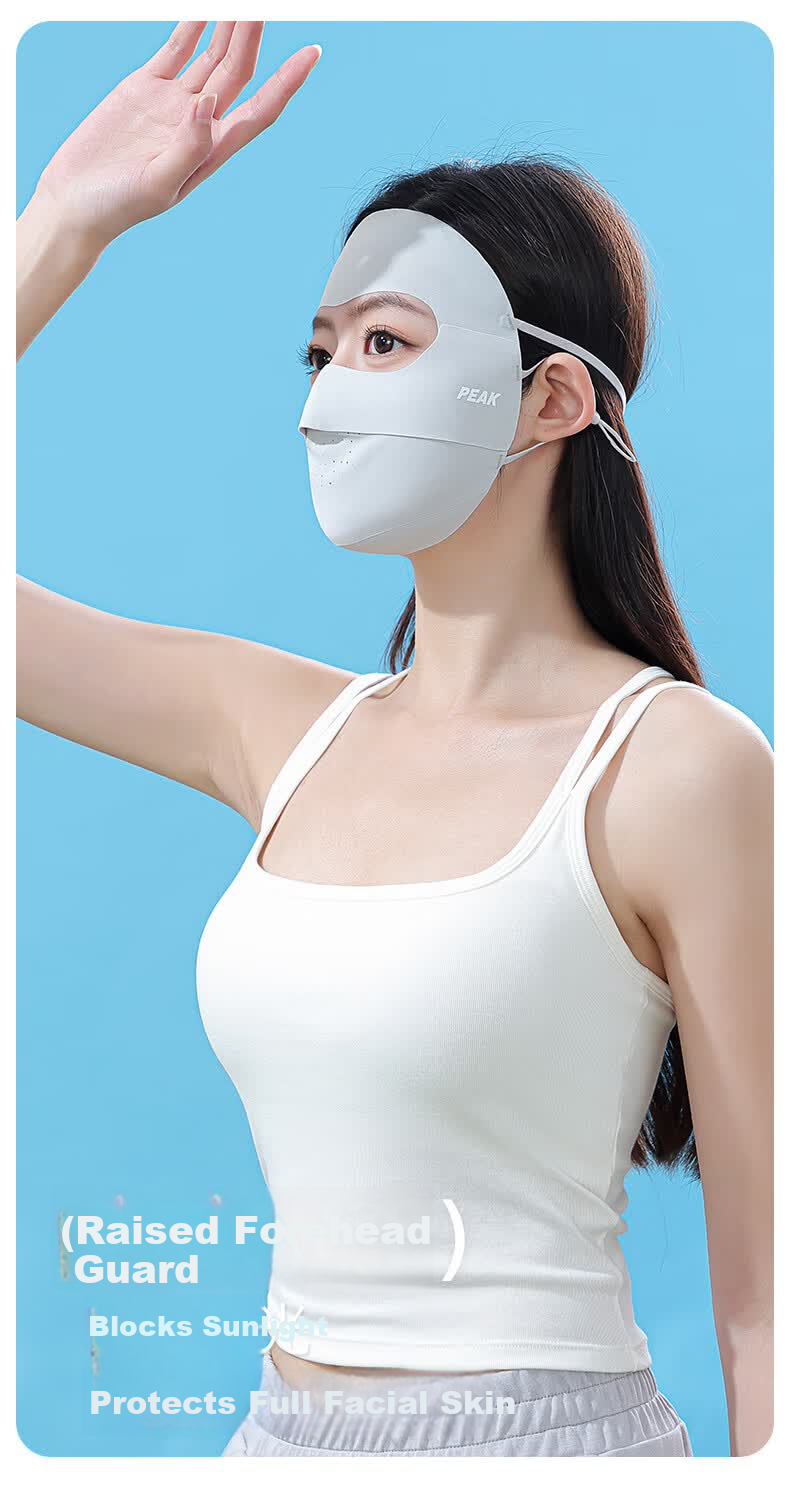 PEAK Sun Protection Face Mask Full Face Ice Silk UV Protection Breathable Outdoor Cycling Gray 3