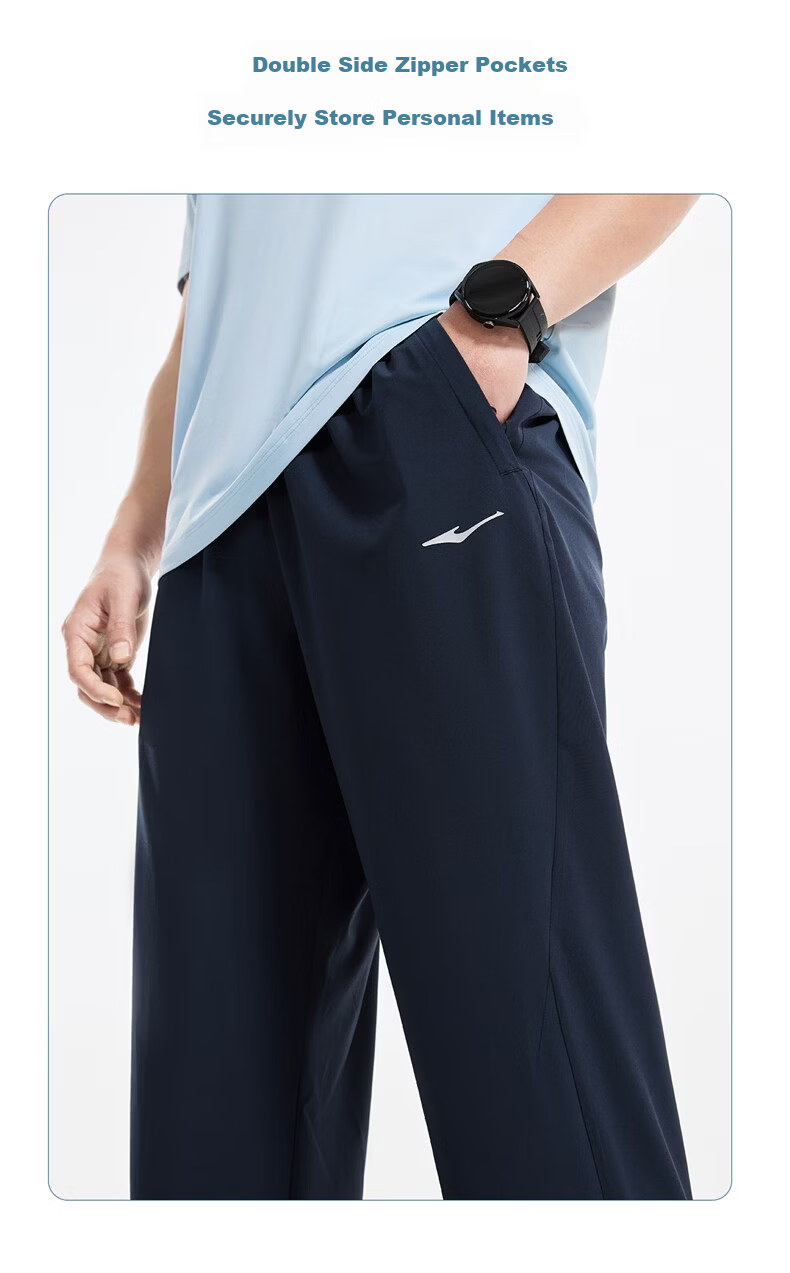ERKE Woven Nine-Point Pants Spring Moisture-Wicking Quick-Dry Sports Pants Four-Way Stretch Ice-Feel Casual Straight Sun-Protective Pants for Men 13