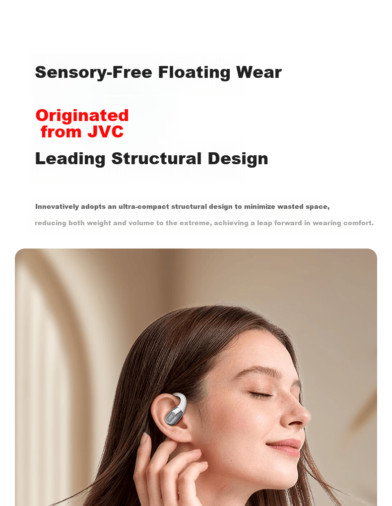 JVC 99th Anniversary Edition HJ-ME20A Tap Control Ear-Hook Bluetooth Earphones Wireless Open Sport Running Call Noise Cancelling Long Battery Life Moonlight White 6