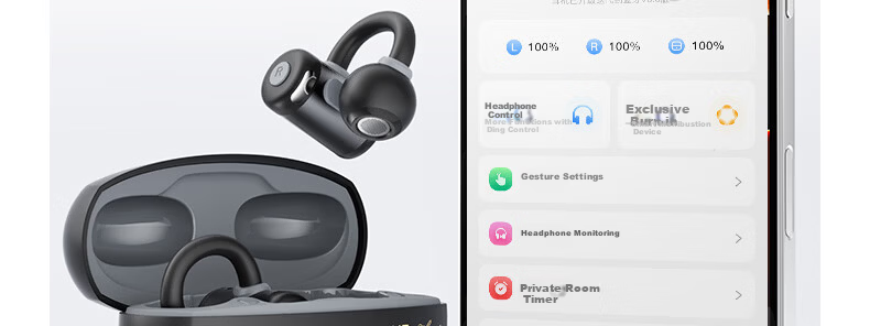 IKF Zhaoyue Clip-on Bluetooth Earphones Wireless Open Bone Conduction Non-In-Ear Zero Sensation Cushion Ultra-Long Battery Life Sports for Huawei Apple Yunyan White 60