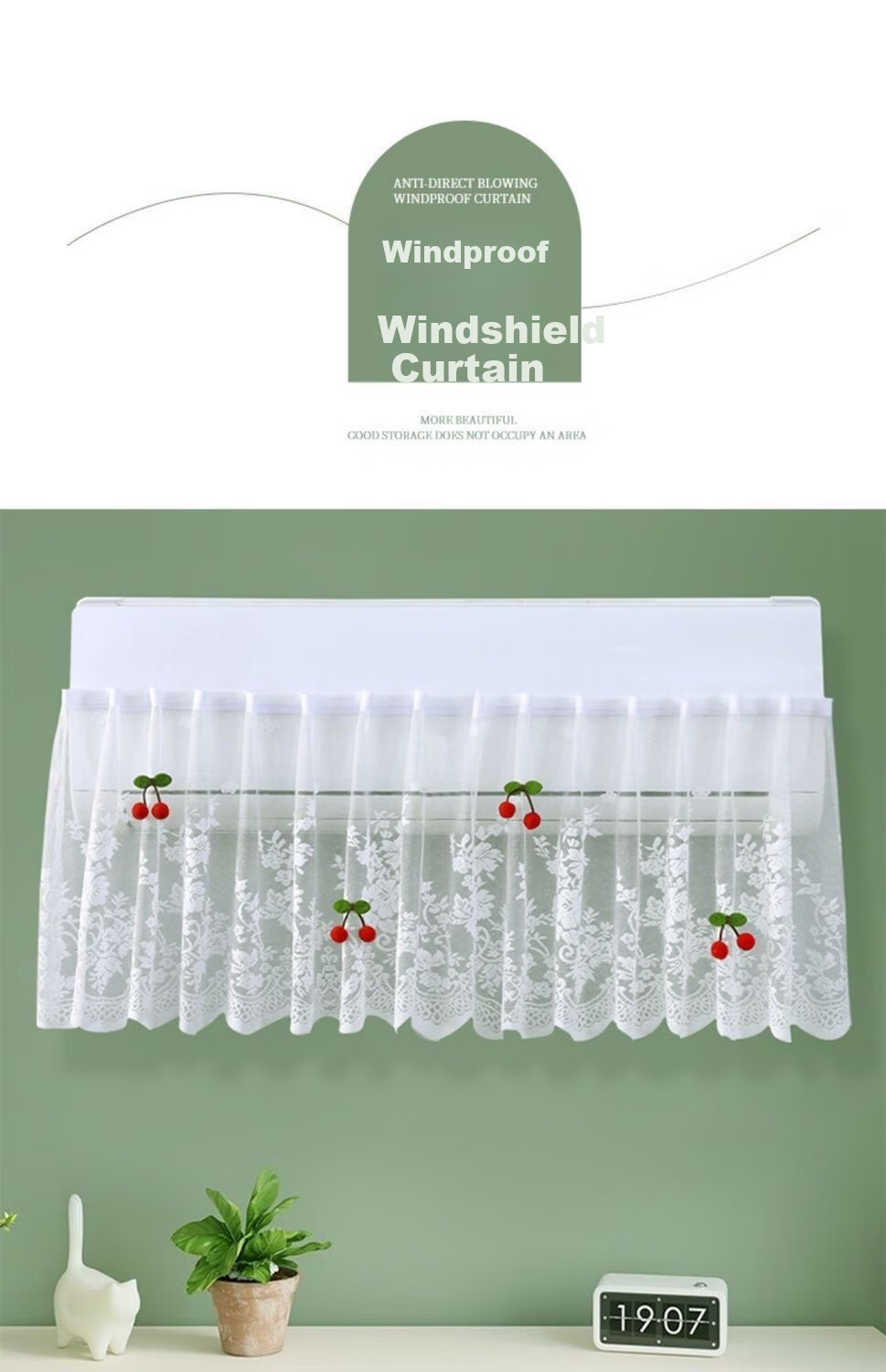 XIAOHUANGHOU Air Conditioner Wind Deflector, Anti-Direct Blowing, Universal Dust Cover for Wall-Mounted Units, Fabric Happiness Bear 11