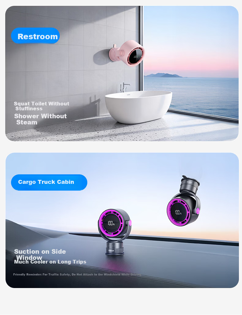 VENIDER 2026 Latest Model | Cool Breeze No.1 | Desktop Mini Fan Silent Cooling Air Conditioner Fan for Office, Student Dormitory, Car, Wall-mounted, Kitchen, Small Home Oscillating Electric Fan 27