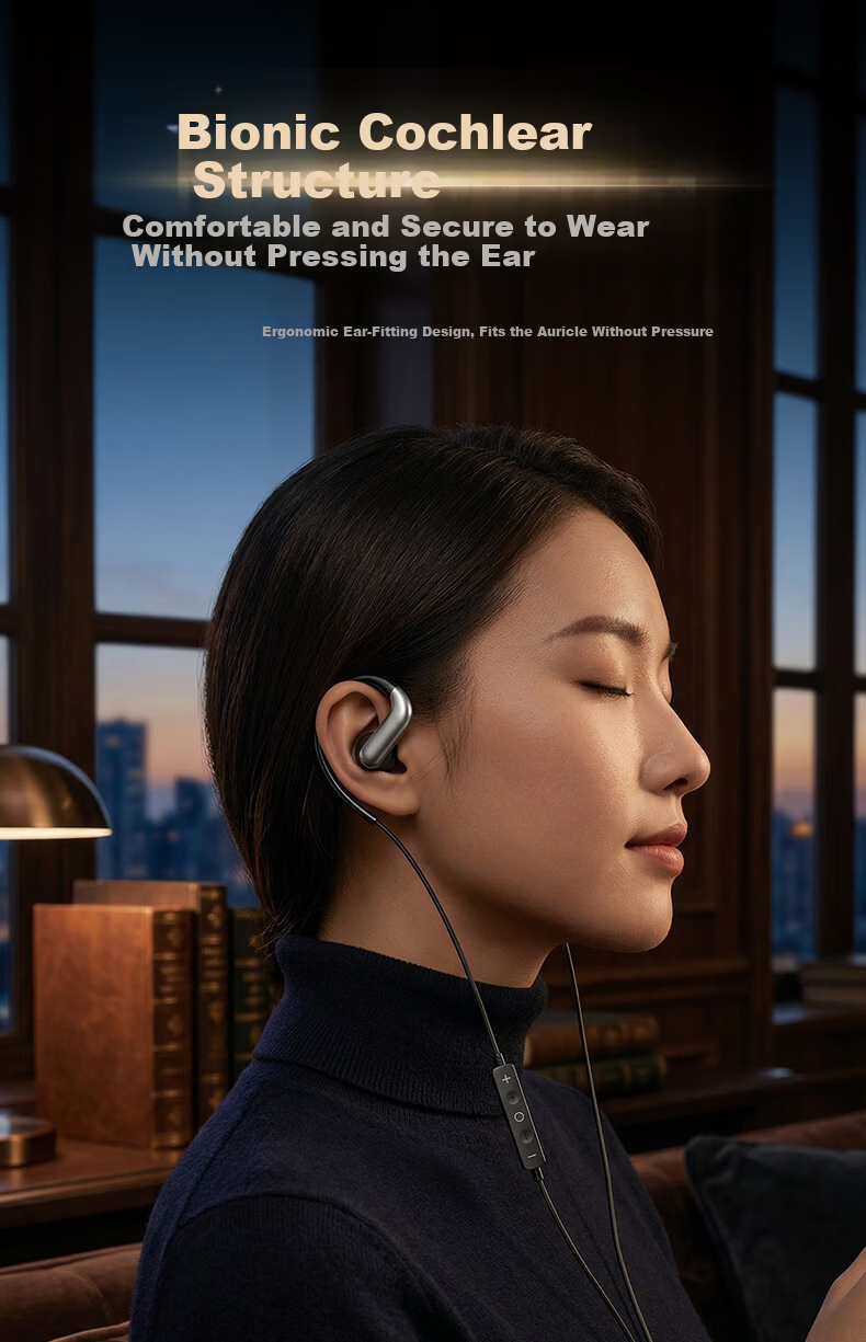 Zhiguozhe 2026 Latest Wired Earhook Earphones with Microphone 2-in-1 Type-C Desktop Laptop Non-In-Ear Comfortable 3.5mm Non-Bone Conduction 11