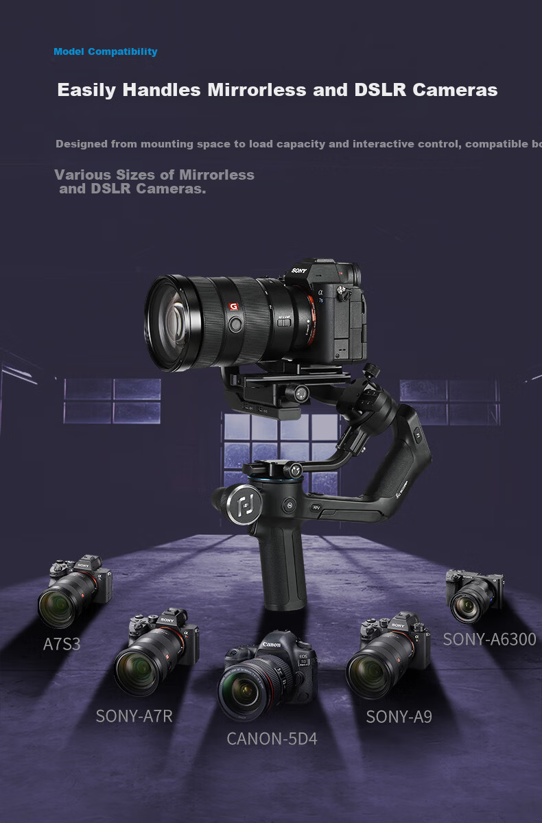 FeiyuTech Scorp Scorpion Professional 3-Axis Stabilizer for Mirrorless and DSLR Cameras Handheld Gimbal Vlog Camera Stabilizer with Integrated Grip for Live Streaming 2