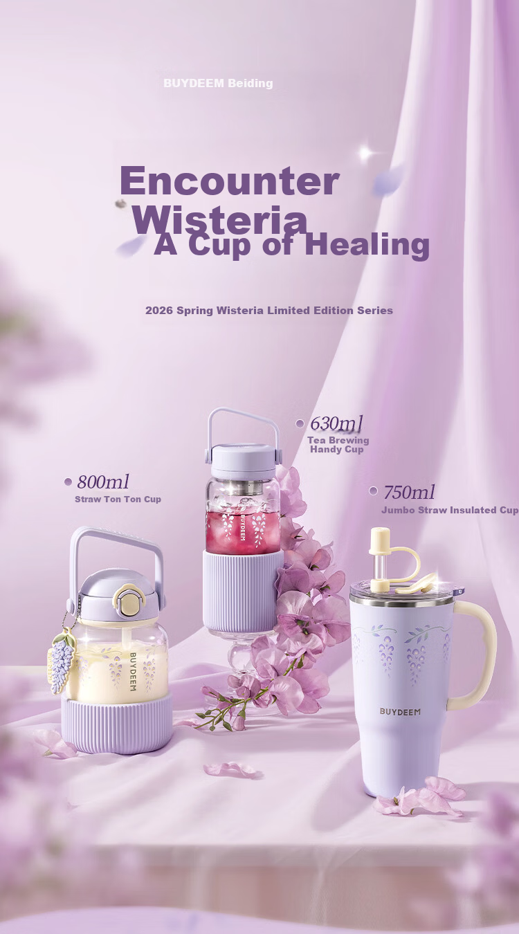 Buydeem Large Capacity Insulated Food Grade 316 Stainless Steel Water Bottle for Women and Men, Wisteria Series, Holiday Gift 2