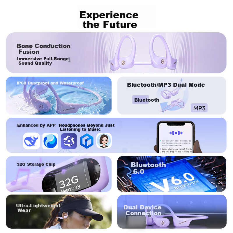 Gamma S1 Bone Conduction Swimming Headphones Open-Ear Sports Bluetooth Earphones IPX8 Waterproof 32GB MP3 Running Cycling Fitness
