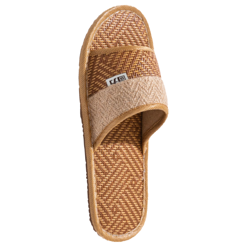 Warrior Linen Men's Indoor Couple Non-Slip Odorless Quiet Soft Sole Floor Slippers Dark Brown Size 44-45