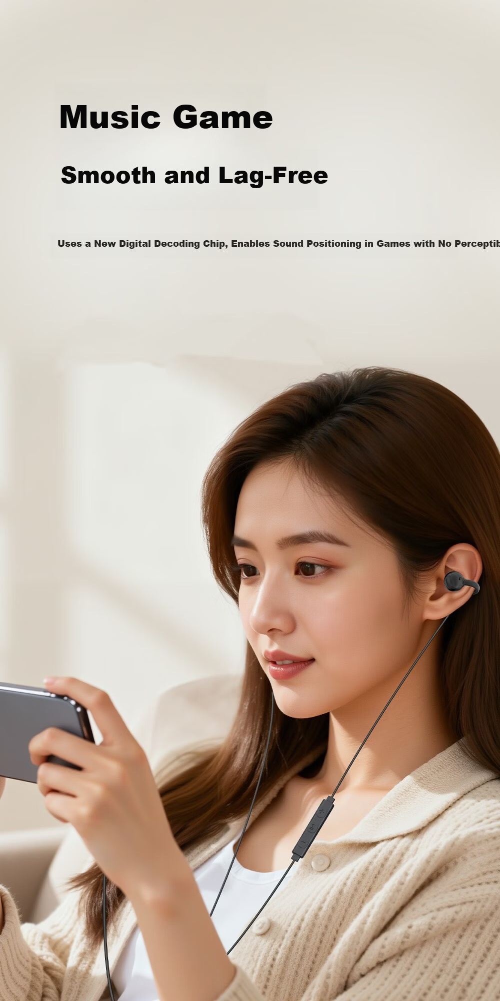EZHK Wired Clip-On Type-C Earphones Noise Cancelling Non-In-Ear Earbuds Compatible with Apple Huawei Honor Xiaomi 13