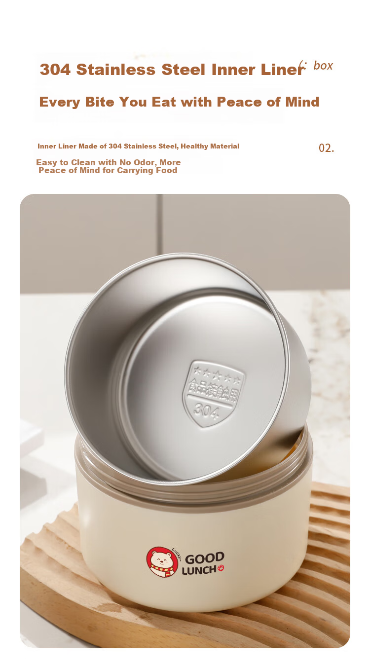 Licheers Insulated Lunch Box 304 Stainless Steel Multi-layer Thermal Container Large Capacity Microwaveable Bento Box for Students and Office Workers 4