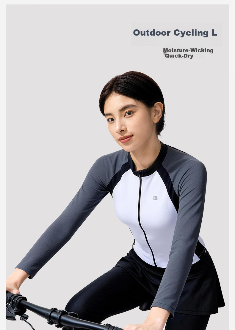 Keep Women's Two-Piece Long Sleeve Long Pants Swimwear Sun Protection Quick-Dry Rash Guard for Snorkeling Surfing Gray White L 13
