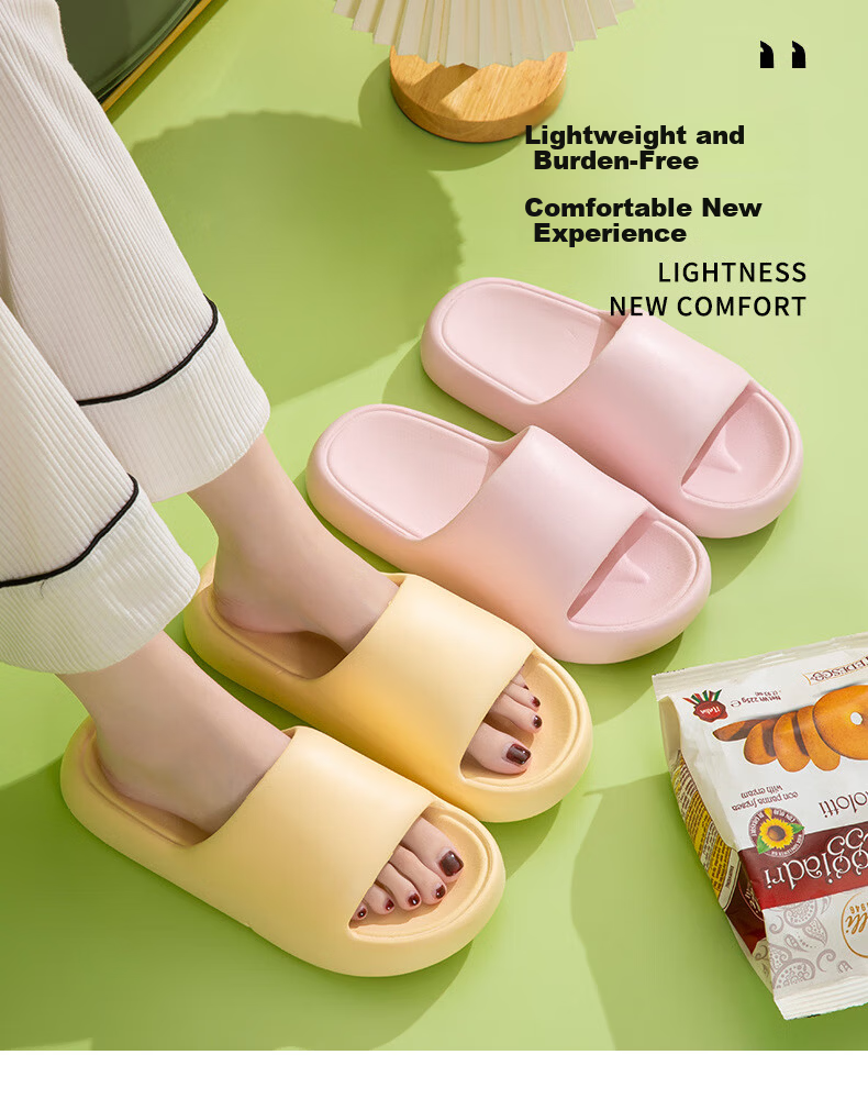 XGGC Summer Kids Slip-On Sandals Parent-Child Indoor Home Thick Sole Non-Slip Bath Boys Girls Outdoor Yellow Size 38-39 1