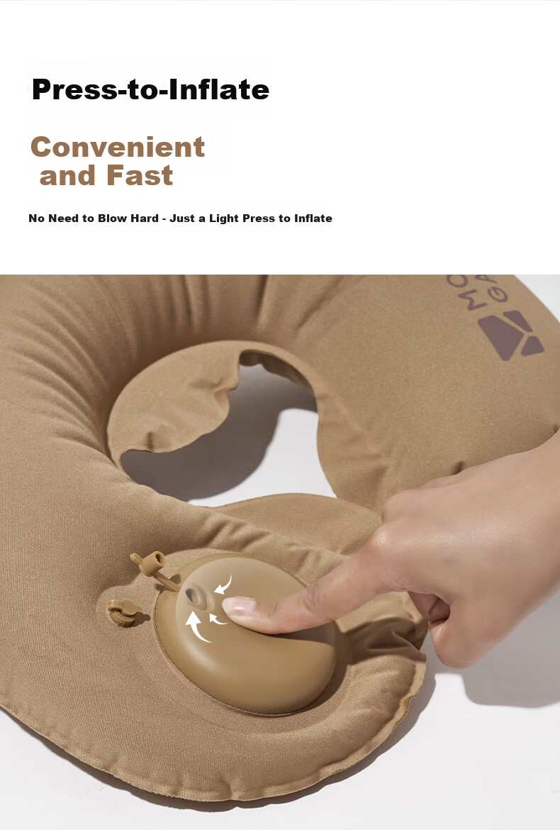 MOBIGARDEN Inflatable U-Shaped Neck Pillow for Outdoor Travel, Airplane, High-Speed Rail NX22663028 Warm Sand Color 4
