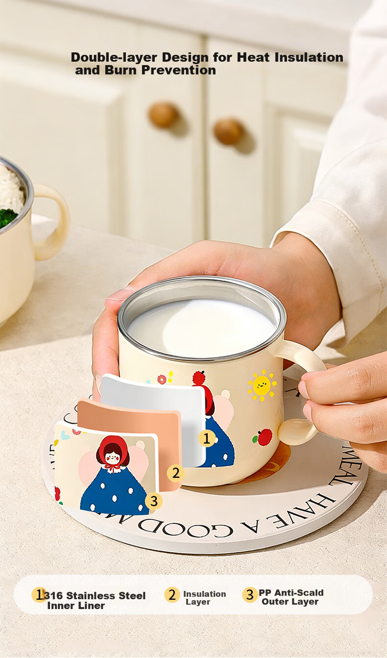 Baoshi 316 Stainless Steel Water Mug Coffee Cup Children's Training Milk Cup Office Drink 250ml Red 3