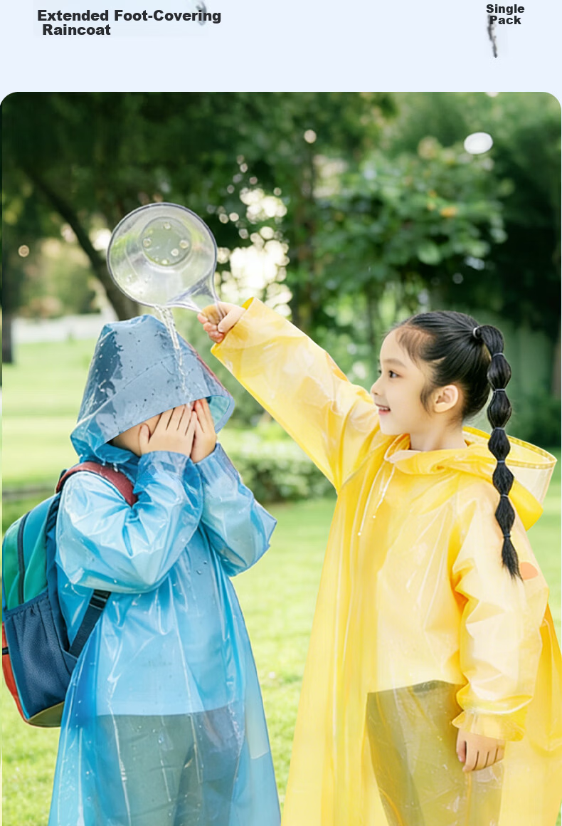 Qihaiqiu Disposable Children's Thickened Raincoat Independent Packaging Full Body Stormproof Student Outdoor Rain Poncho Colorful 10-Pack 9