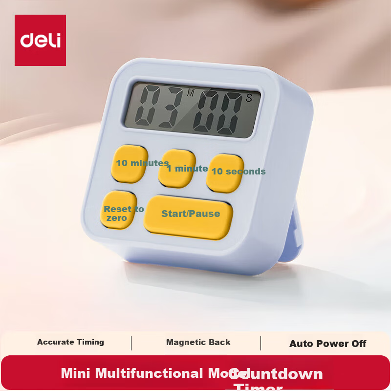 Deli Student Electronic Timer Alarm Clock Children's School Self-Discipline Time Management Kitchen Timer Alarm Clock Baking Timer LE201 Blue Back-to-School Essential Gift