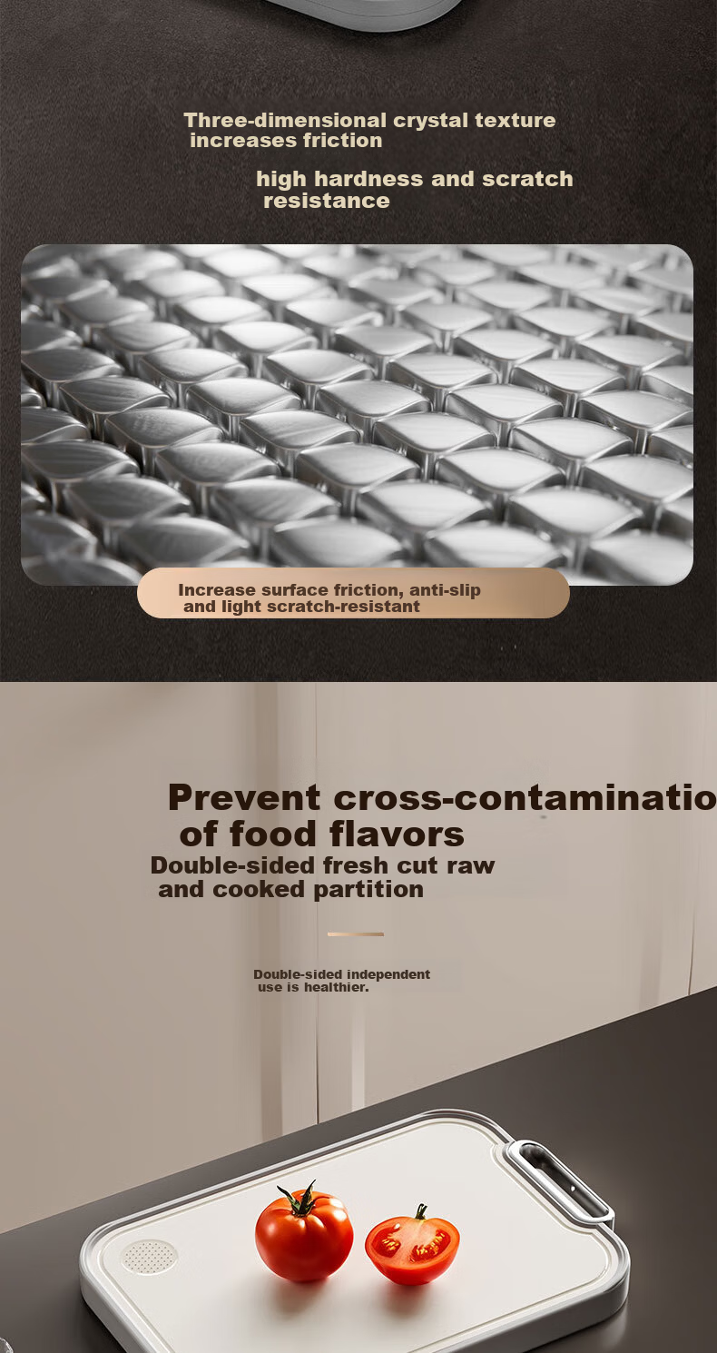 ASD Titanium Enjoy Series Double-Sided Cutting Board, Double-Sided Mold-Resistant Titanium + Antibacterial PP, 28cm 9