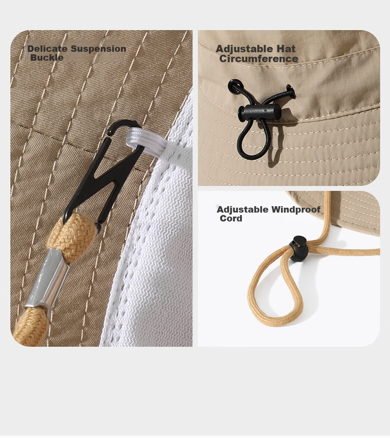 Ten Bamboo Fisherman Hat Women Spring Summer Sunshade Outdoor Sunscreen Windproof Wide Brim Bucket Hat Khaki 2