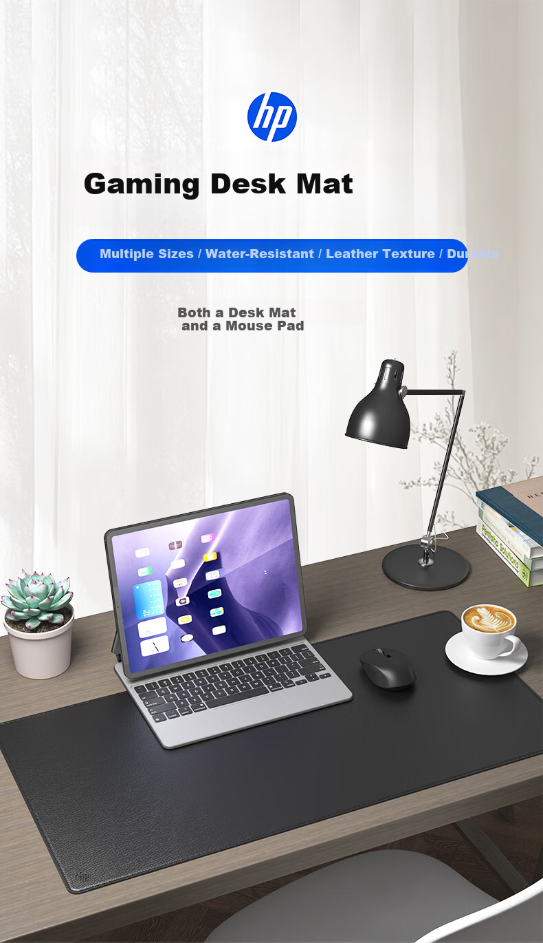 HP MP261 PU Leather Edge-Locked Gaming Office Computer Square Mouse Pad Thickened Non-Slip 45*40CM 1